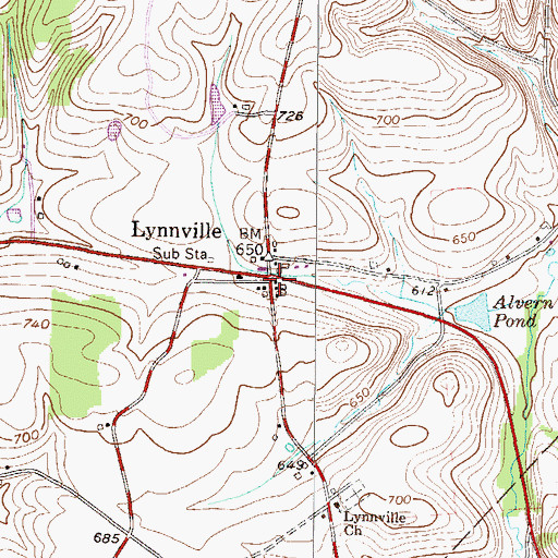 Topographic Map of Lynnville, PA