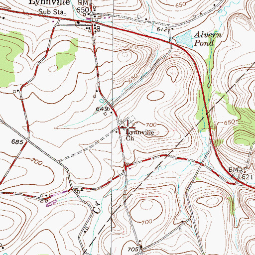 Topographic Map of Lynnville Church, PA