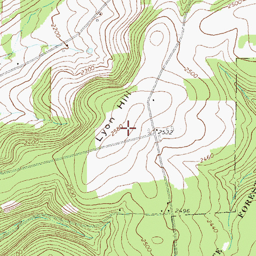 Topographic Map of Lyon Hill, PA