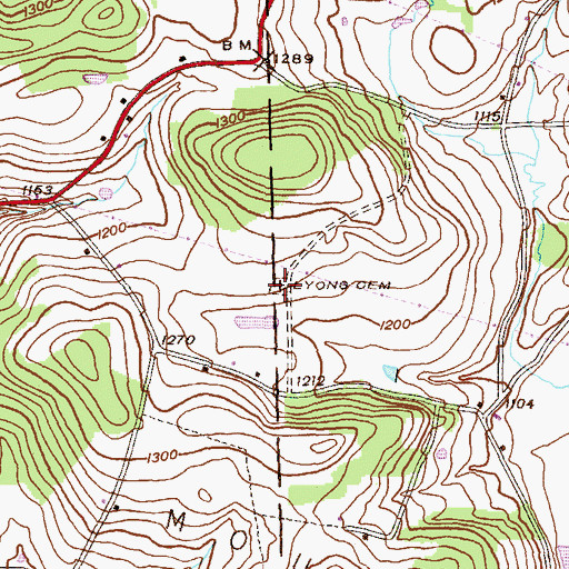 Topographic Map of Lyons Cemetery, PA