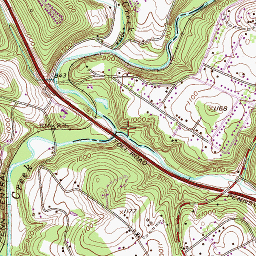 Topographic Map of Lyons Run, PA