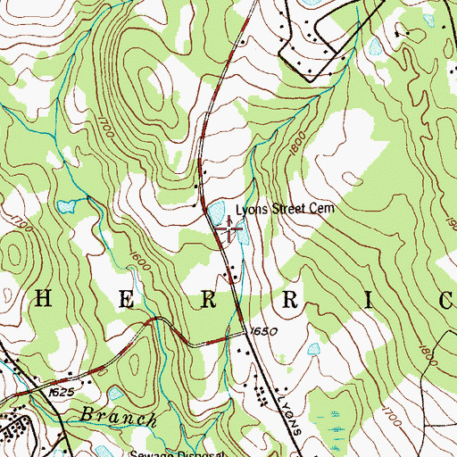 Topographic Map of Lyon Street Cemetery, PA