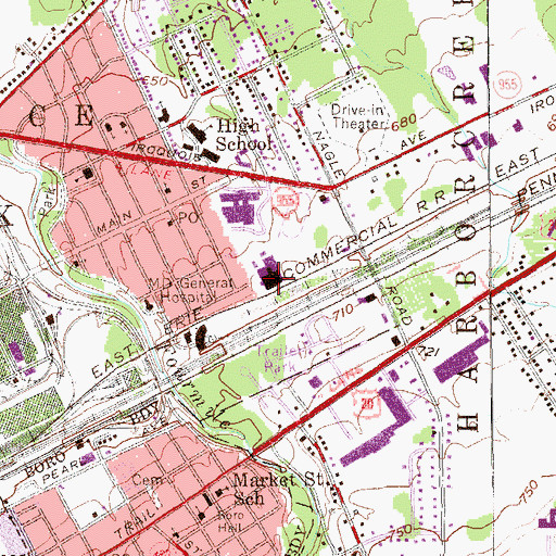 Topographic Map of M D General Hospital, PA