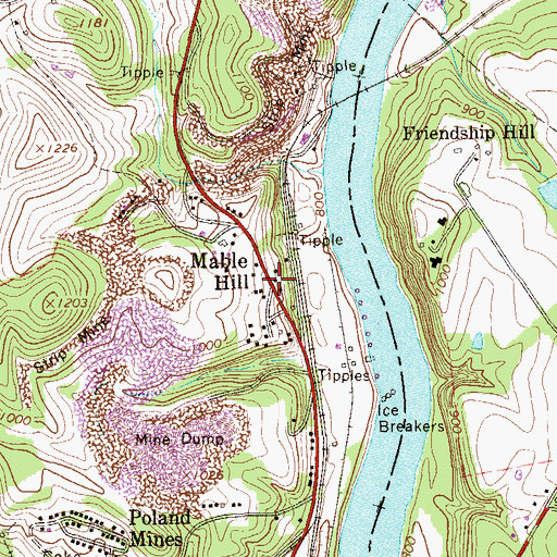Topographic Map of Mable Hill, PA