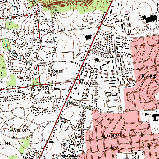 Topographic Map of Macada, PA