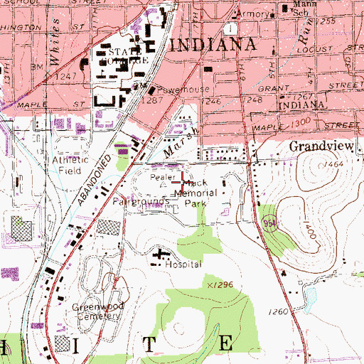 Topographic Map of Mack Memorial Park, PA