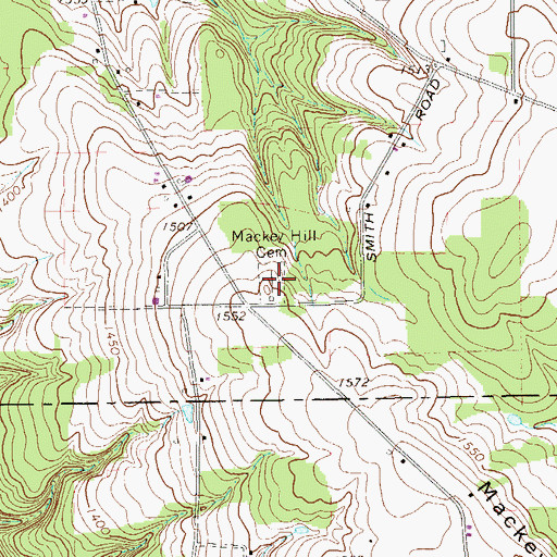 Topographic Map of Mackey Hill Cemetery, PA