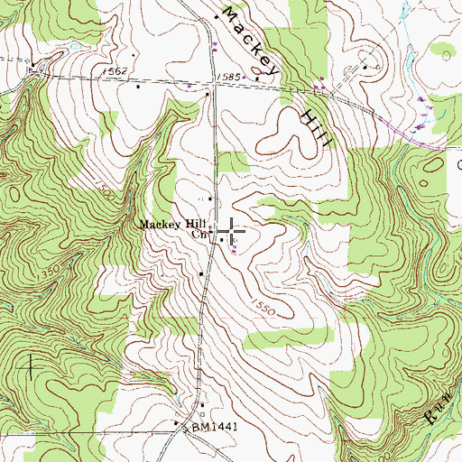 Topographic Map of Mackey Hill Church, PA