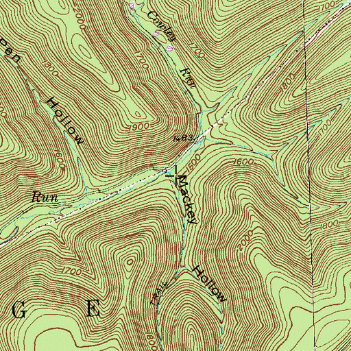 Topographic Map of Mackey Hollow, PA