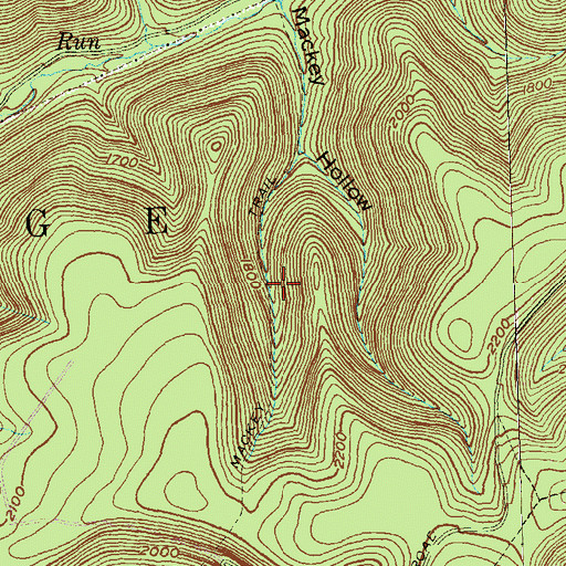 Topographic Map of Mackey Trail, PA