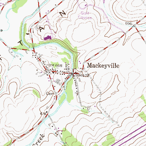 Topographic Map of Mackeyville, PA