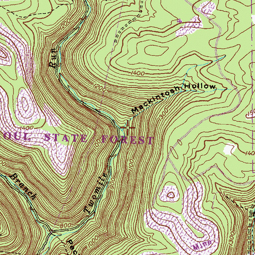 Topographic Map of Mackintosh Hollow, PA