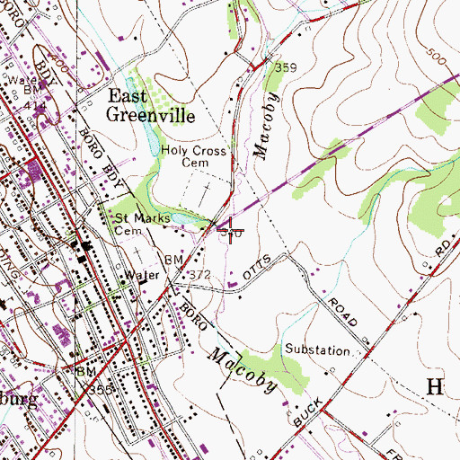 Topographic Map of Macoby Creek Branch, PA