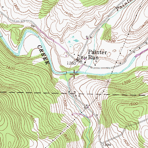 Topographic Map of Mad Run, PA