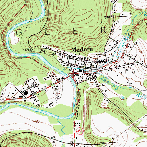 Topographic Map of Madera, PA