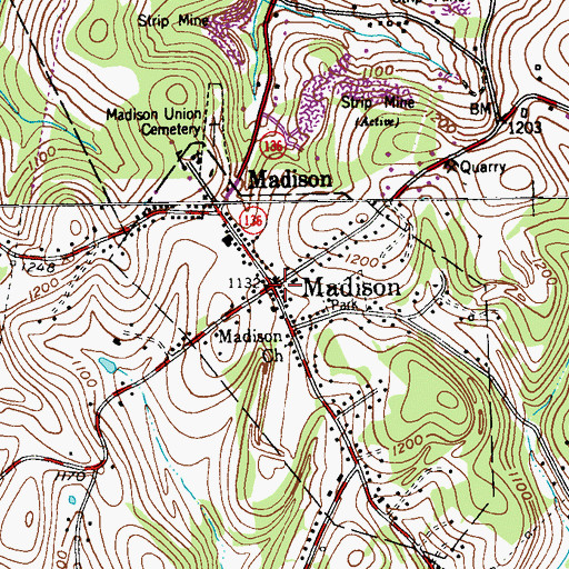 Topographic Map of Madison, PA