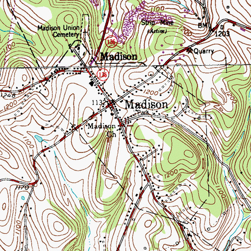 Topographic Map of Madison Church, PA