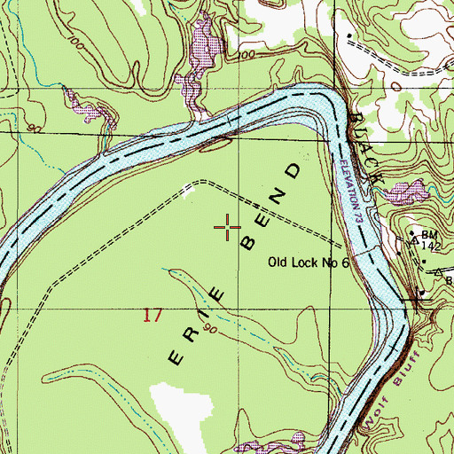 Topographic Map of Erie Bend, AL