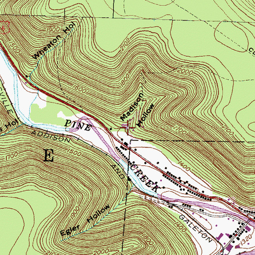 Topographic Map of Madison Hollow, PA