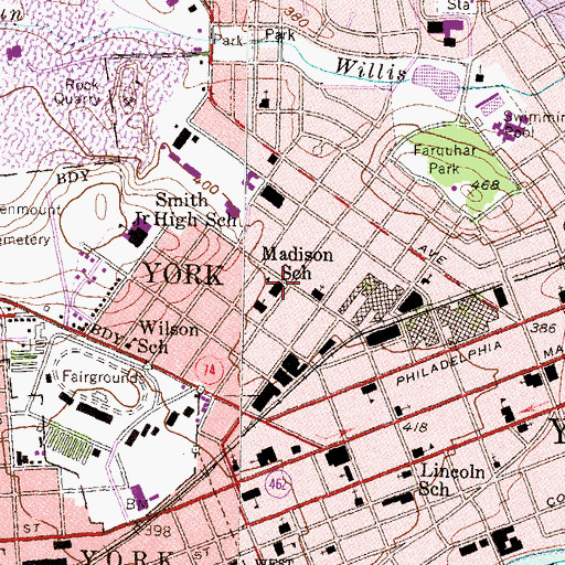 Topographic Map of Madison School, PA