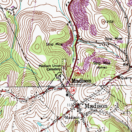 Topographic Map of Madison Union Cemetery, PA
