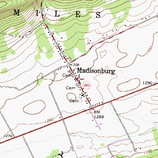 Topographic Map of Madisonburg, PA