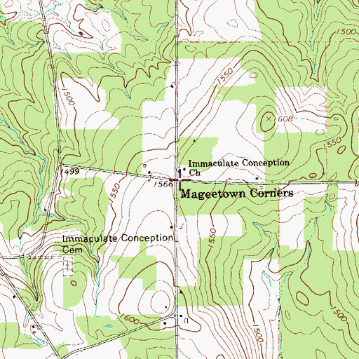 Topographic Map of Mageetown Corners, PA