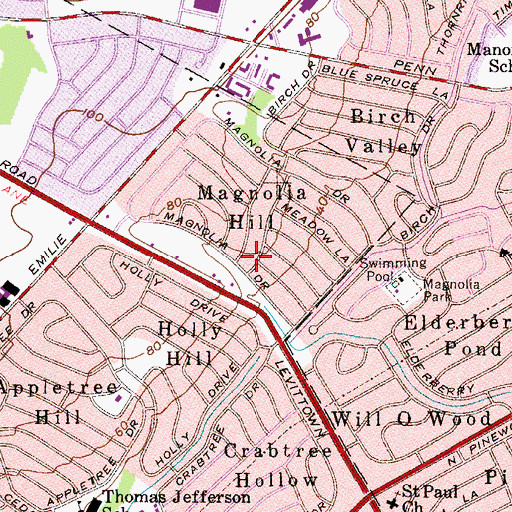 Topographic Map of Magnolia Hill, PA
