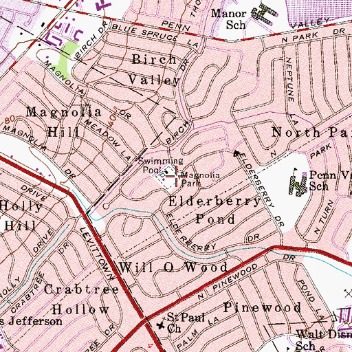 Topographic Map of Magnolia Park, PA