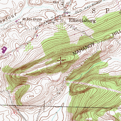 Topographic Map of Mahanoy Hill, PA