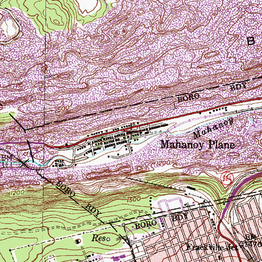 Topographic Map of Mahanoy Plane, PA