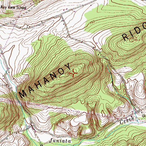 Topographic Map of Mahanoy Ridge, PA