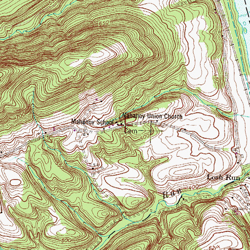 Topographic Map of Mahanoy School, PA
