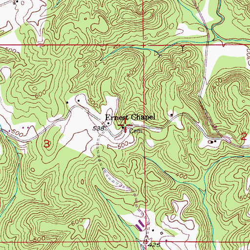 Topographic Map of Ernest Chapel, AL