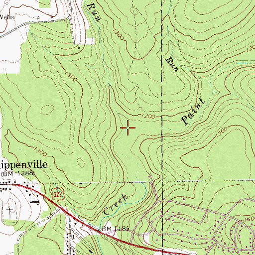 Topographic Map of Mahles Run, PA