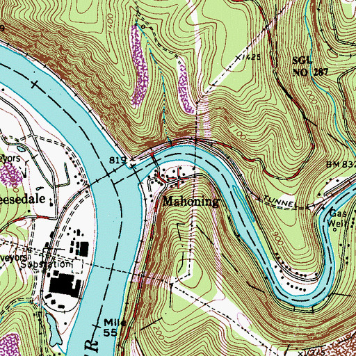 Topographic Map of Mahoning, PA