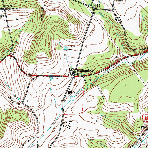 Topographic Map of Mahoning Church, PA
