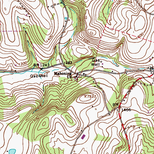 Topographic Map of Mahoning Church, PA