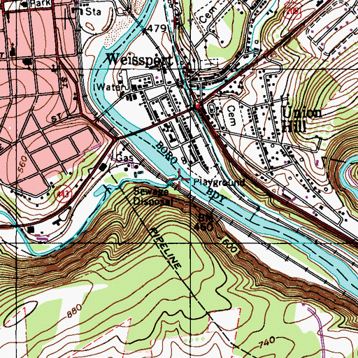 Topographic Map of Mahoning Creek, PA