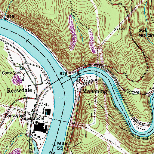 Topographic Map of Mahoning Creek, PA