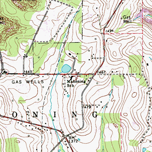 Topographic Map of Mahoning School, PA