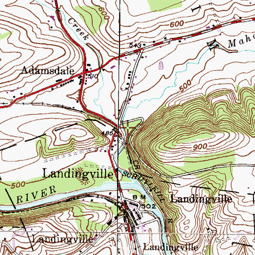 Topographic Map of Mahonney Creek, PA