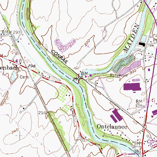 Topographic Map of Maiden Creek, PA