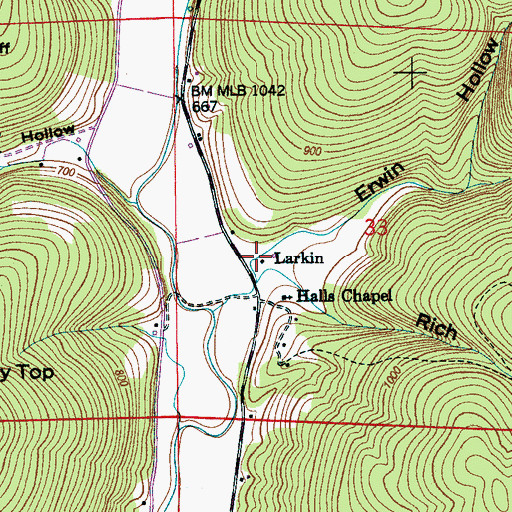 Topographic Map of Erwin Hollow, AL