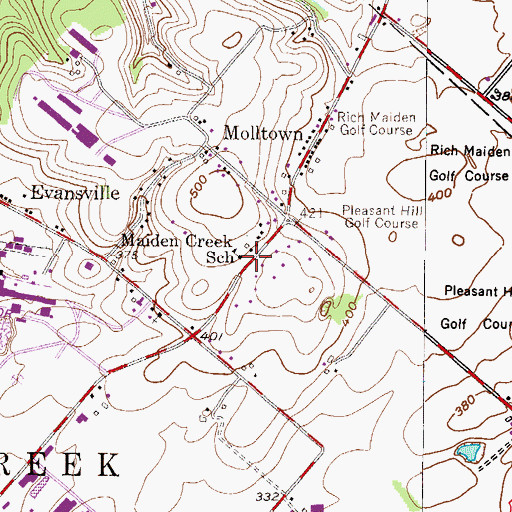 Topographic Map of Maiden Creek School, PA