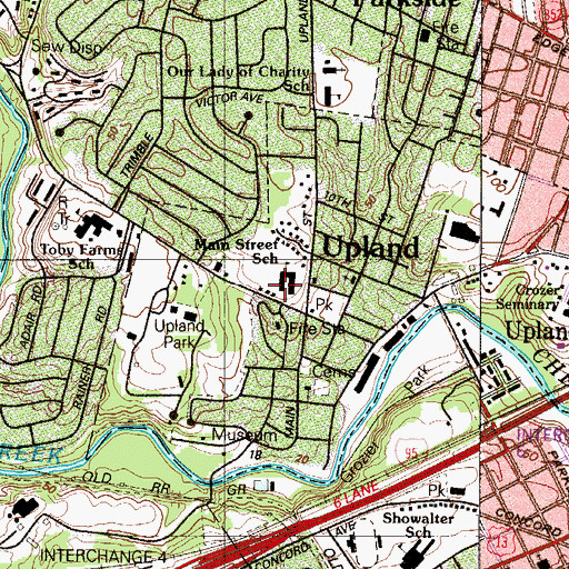 Topographic Map of Main Street School, PA