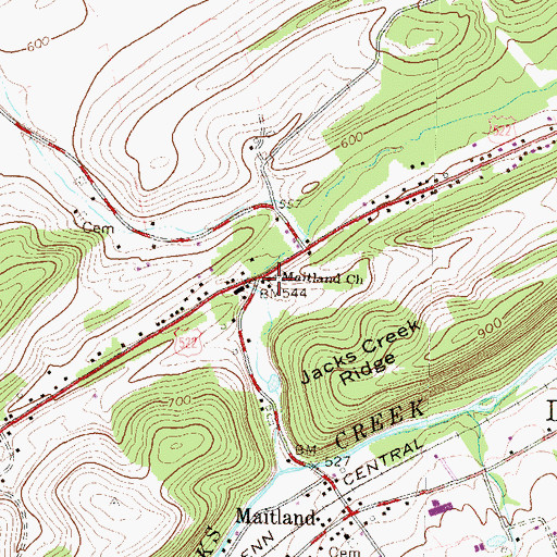Topographic Map of Maitland Church, PA