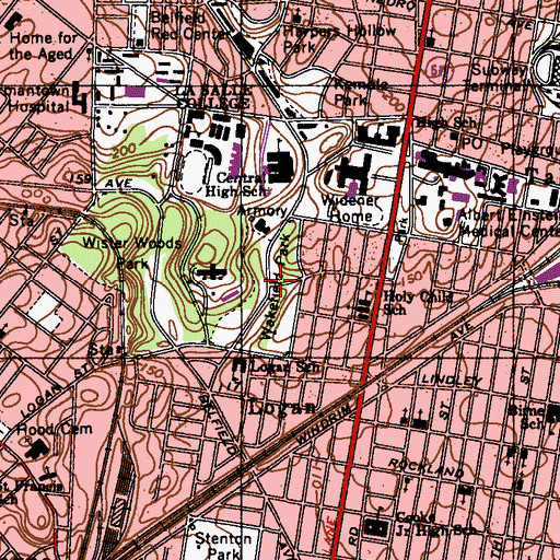 Topographic Map of Wakefield Park, PA