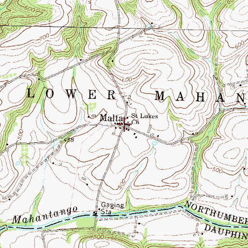Topographic Map of Malta, PA