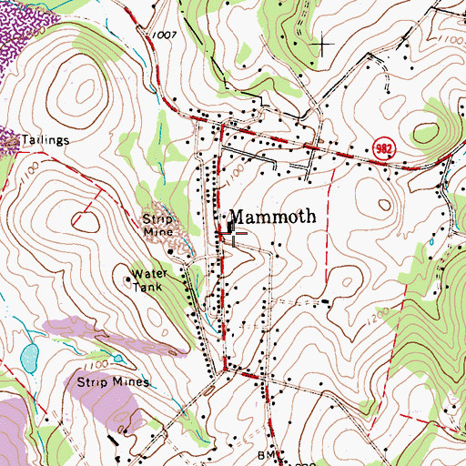 Topographic Map of Mammoth, PA